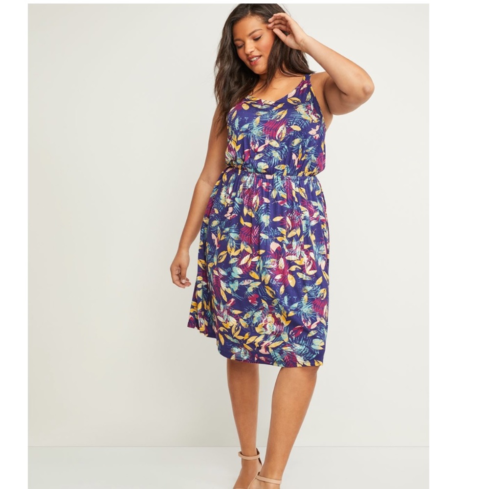 PRINTED SLEEVELESS FIT & FLARE DRESS